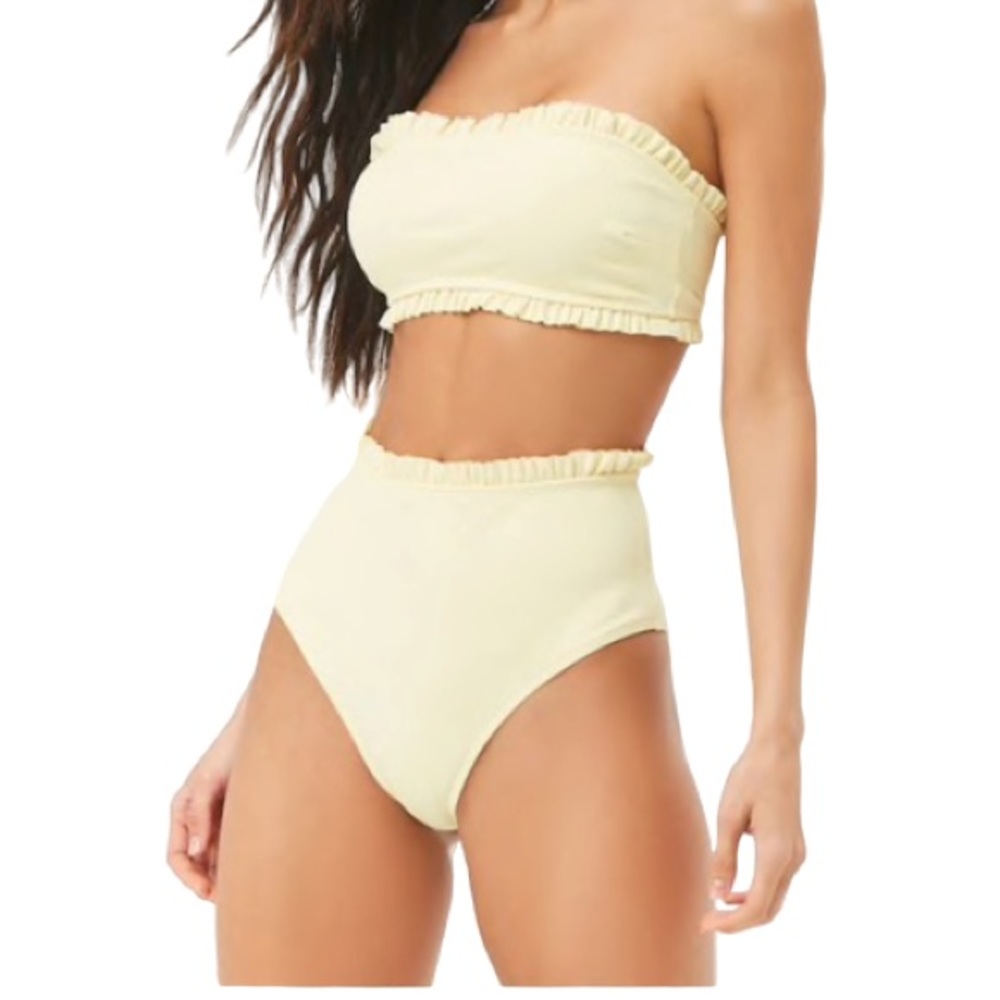 NWT Pastel Yellow High Waisted Bikini Bottom